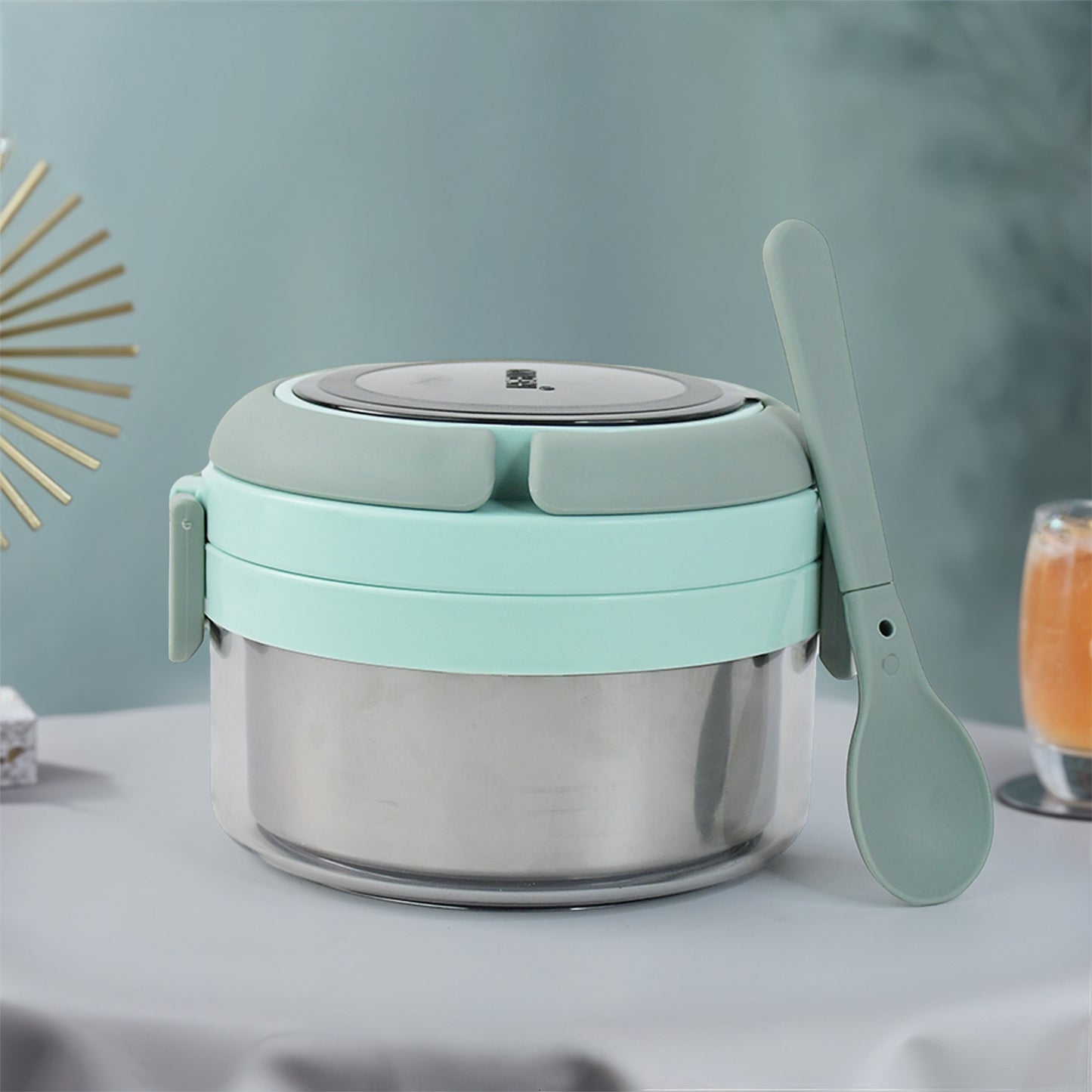 Ganesh Tiara 400ml Stainless Steel Insulated Lunch Box With Leakproof Lid Folding Spoon