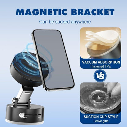 Vacuum Magnetic Suction Phone Holder – Foldable, Retractable, 360° Rotatable Mobile Stand