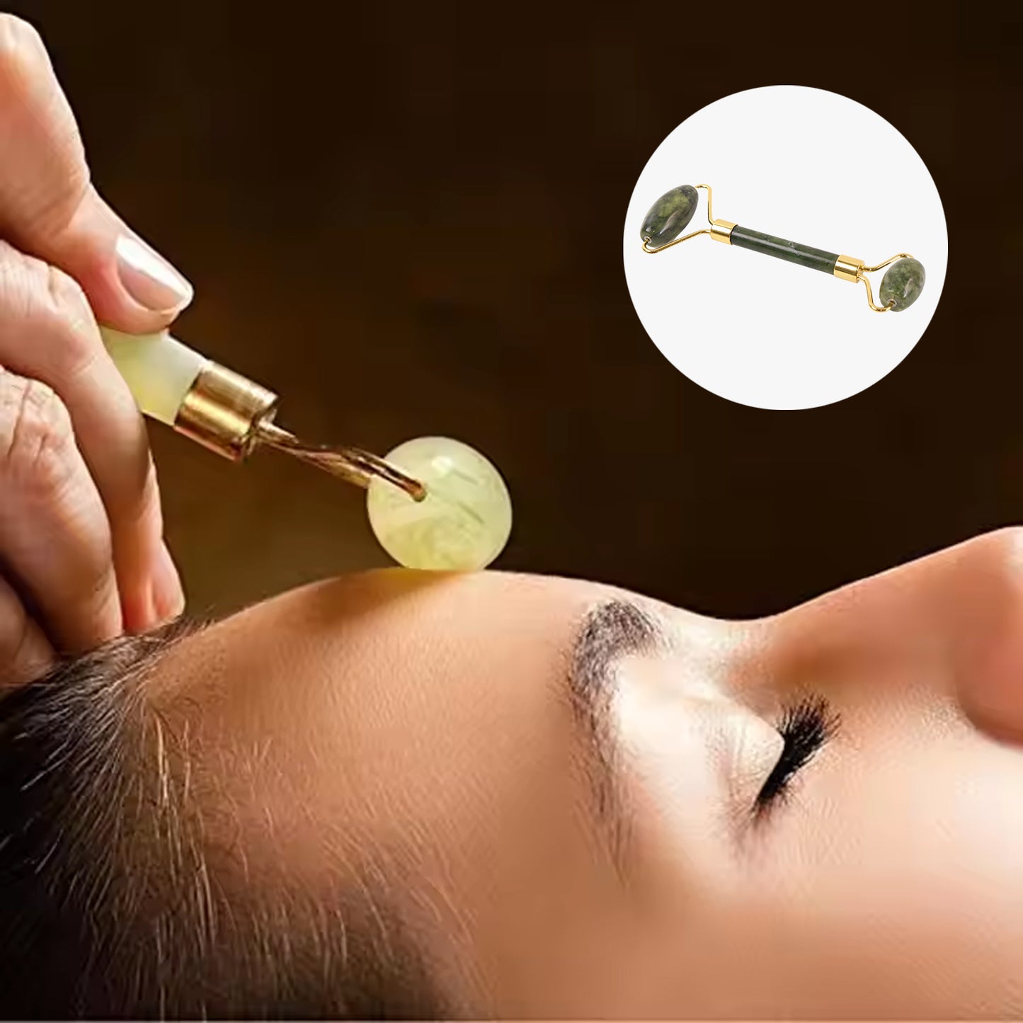 Dual-headed Jade Facial Massage Roller (1 Pc)