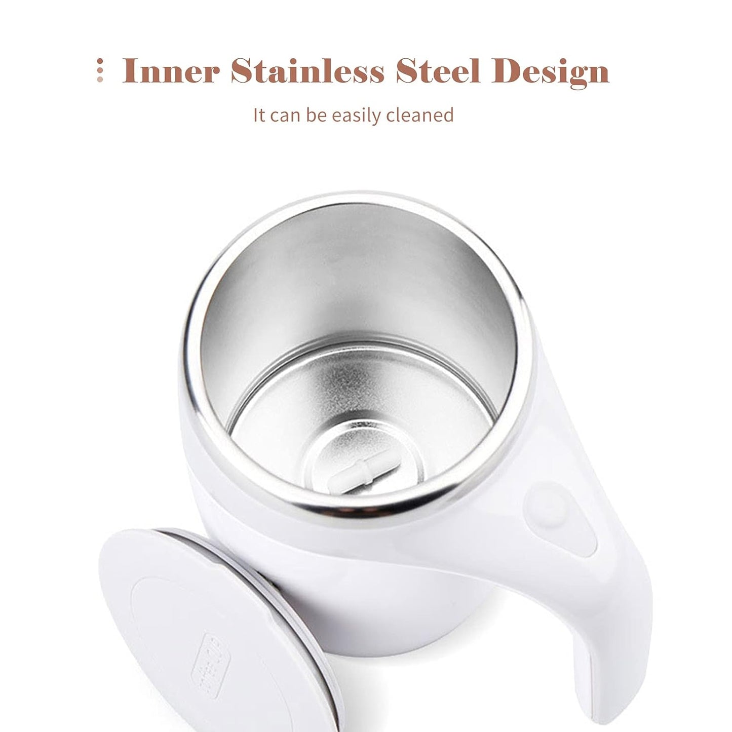 5545 Stirring Coffee Mug  Magnetic Stirring Coffee Cup  Stainless Steel Mug For Milk  Travel Mixing Cup  Self Stirring Coffee Mug Suitable For Coffee Milk Hot Chocolat  Battery Operated ( Battery Not Included )